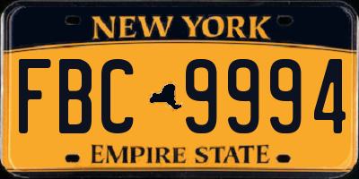 NY license plate FBC9994