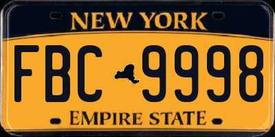 NY license plate FBC9998