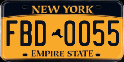 NY license plate FBD0055