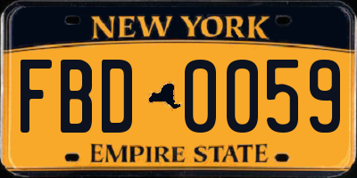 NY license plate FBD0059