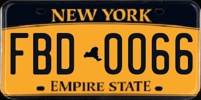NY license plate FBD0066