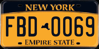 NY license plate FBD0069