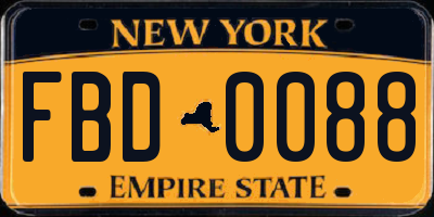 NY license plate FBD0088
