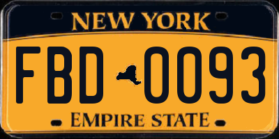 NY license plate FBD0093