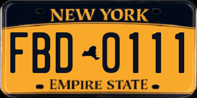 NY license plate FBD0111