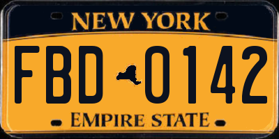 NY license plate FBD0142
