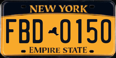 NY license plate FBD0150