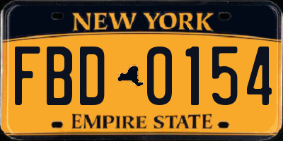 NY license plate FBD0154