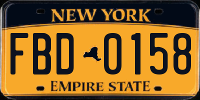 NY license plate FBD0158