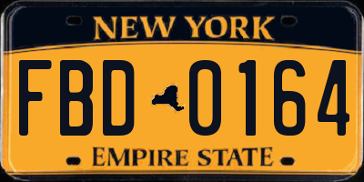 NY license plate FBD0164