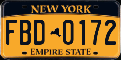 NY license plate FBD0172