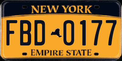 NY license plate FBD0177