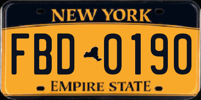 NY license plate FBD0190
