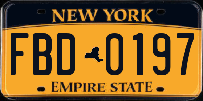 NY license plate FBD0197