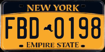 NY license plate FBD0198