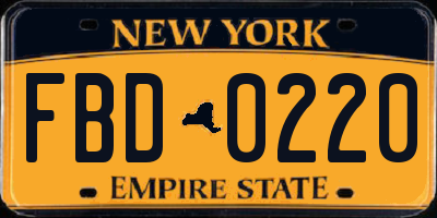 NY license plate FBD0220