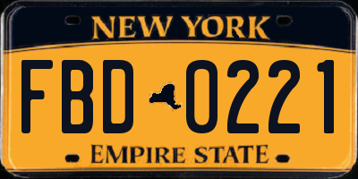 NY license plate FBD0221