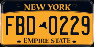 NY license plate FBD0229
