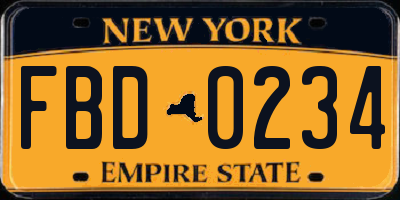 NY license plate FBD0234