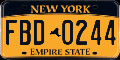 NY license plate FBD0244