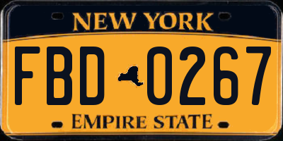 NY license plate FBD0267