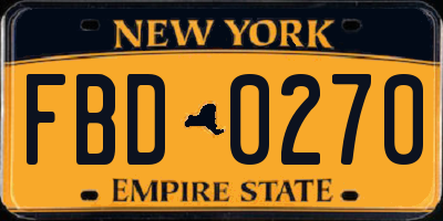 NY license plate FBD0270
