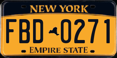 NY license plate FBD0271