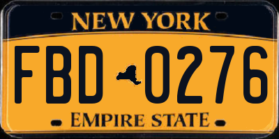 NY license plate FBD0276