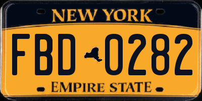 NY license plate FBD0282