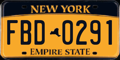 NY license plate FBD0291
