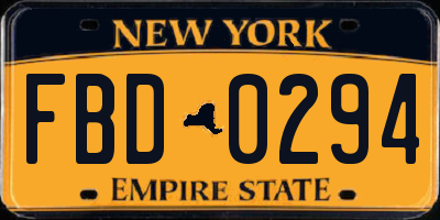 NY license plate FBD0294