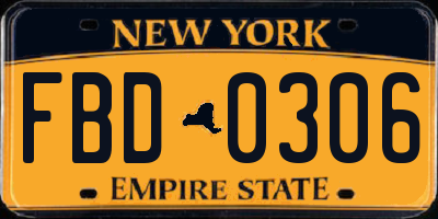 NY license plate FBD0306