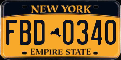 NY license plate FBD0340