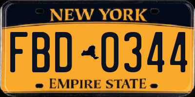 NY license plate FBD0344