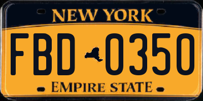 NY license plate FBD0350
