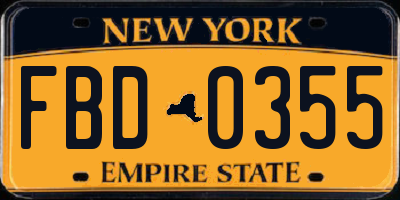 NY license plate FBD0355