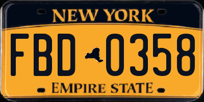 NY license plate FBD0358