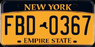 NY license plate FBD0367