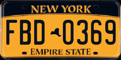 NY license plate FBD0369