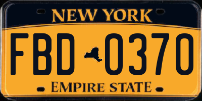 NY license plate FBD0370