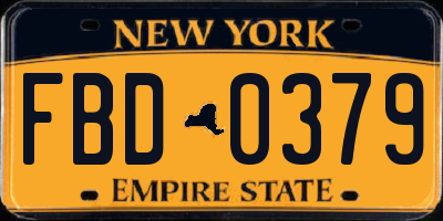 NY license plate FBD0379