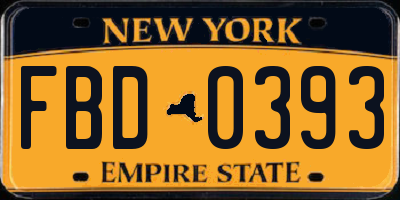 NY license plate FBD0393