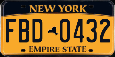 NY license plate FBD0432