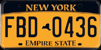 NY license plate FBD0436