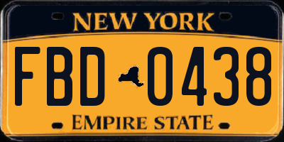 NY license plate FBD0438