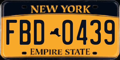 NY license plate FBD0439