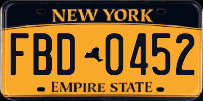 NY license plate FBD0452