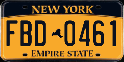 NY license plate FBD0461