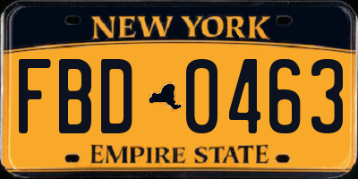 NY license plate FBD0463