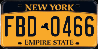 NY license plate FBD0466
